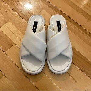 White leather zara slides